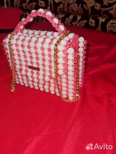 Сумка из акриловых бусин и шамбал ручная работа