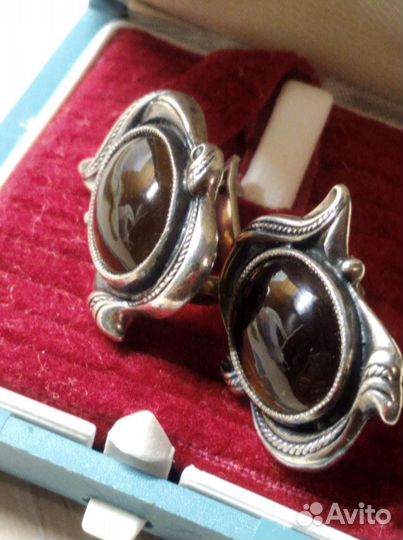 СССР Серьги серебро с раухтопазом 925