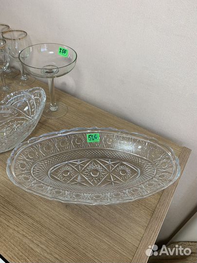 Ваза ладья хрусталь СССР