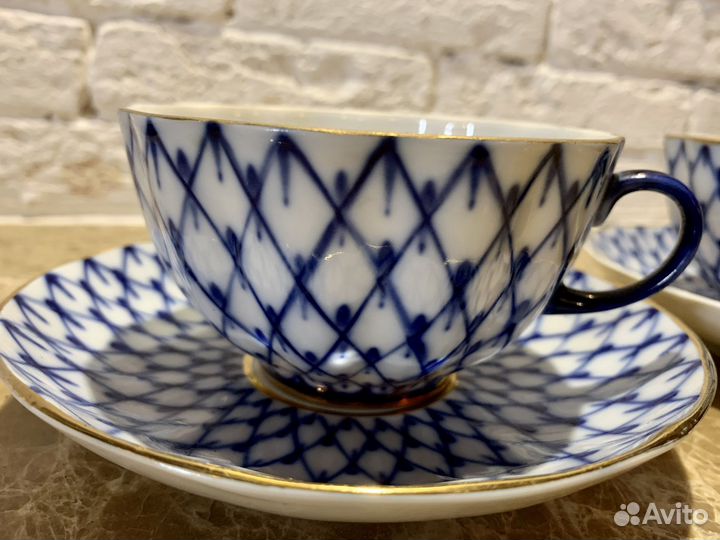 Чайная пара лфз кобальтовая сетка