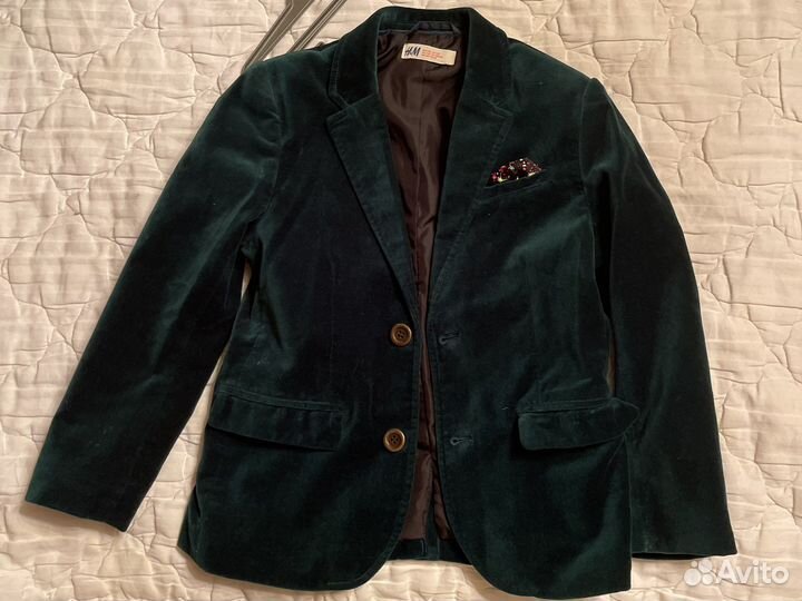 Пиджак зеленый бархатный для мальчика h&m
