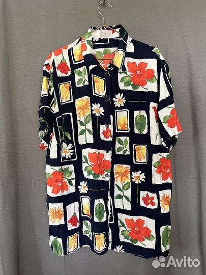 Гавайская блуза винтаж вискоза