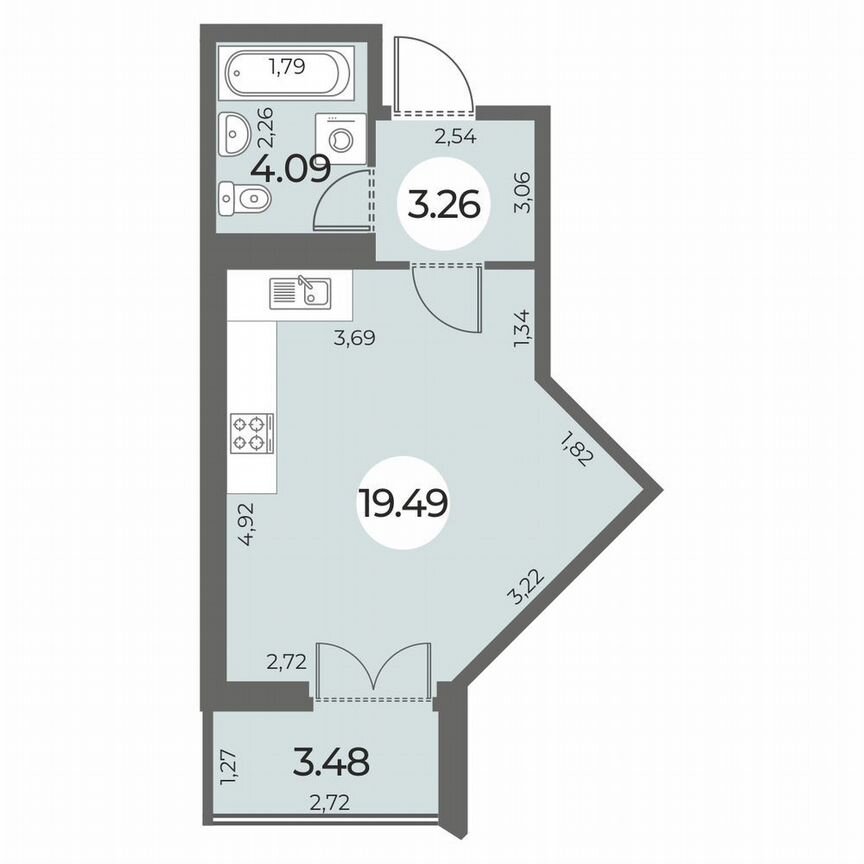 Квартира-студия, 28 м², 4/24 эт.