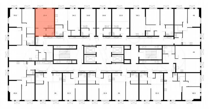 Квартира-студия, 25,4 м², 17/25 эт.