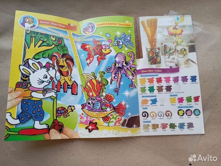 Витражные акриловые краски 12 цветов Корея