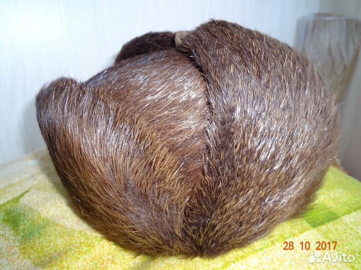 Шапка ушанка из меха нутрии