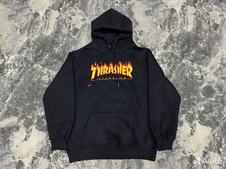 Худи Thrasher Classic Logo & Flame новые на флисе