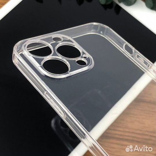 Чехол на Apple iPhone прозрачный с защитой камеры