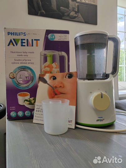 Пароварка блендер philips avent 2 в 1+паучи
