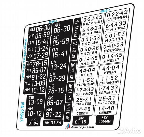 Микродизайн Гос. номера СССР (1933 и 1940г.), 1/35