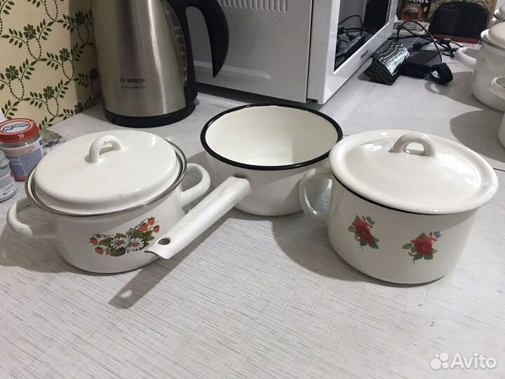 Кастрюля ковш алюминиевая эмалированная СССР чугун