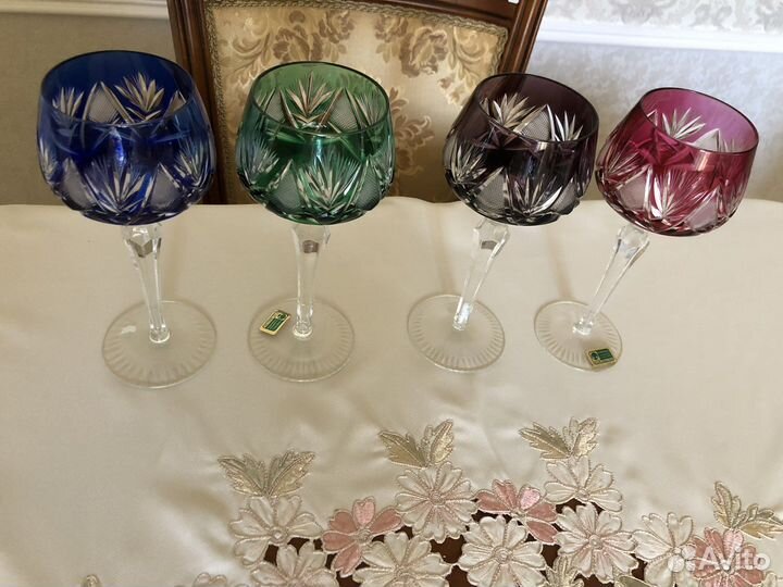 Хрустальные бокалы гдр цветные