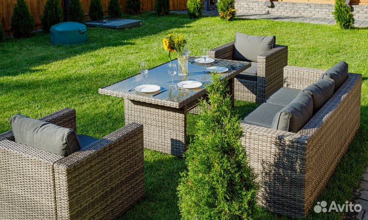 Обеденный комплект из ротанга karl в сером цвете