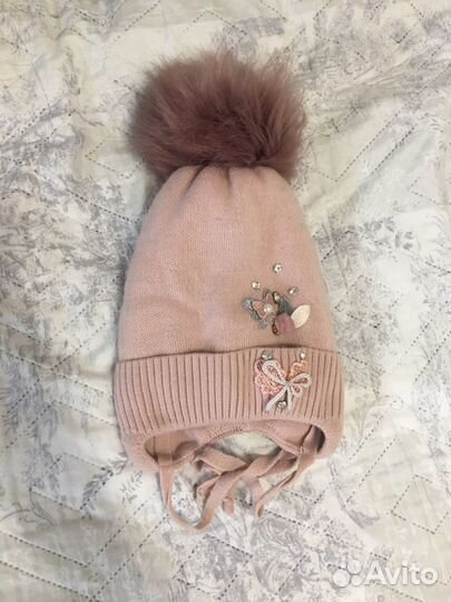 Шапки для девочки с понпоном