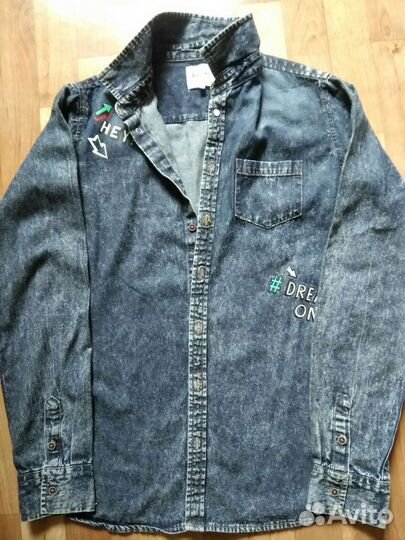 Джинсовая рубашка подростковая на рост 158 см
