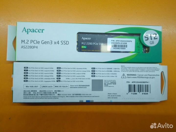 Жёсткий диск SSD M.2 Apacer AS2280P4 512Gb