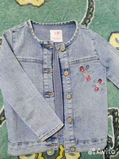 Джинсовые жакет, шорты и сарафан на 4-6 лет