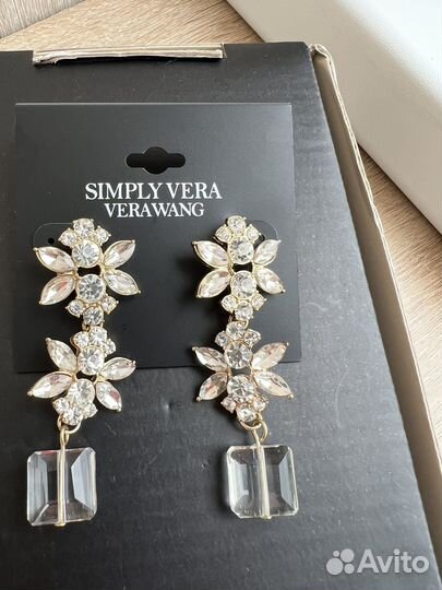 Серьги дизайнерские Vera Wang висячие с камнями