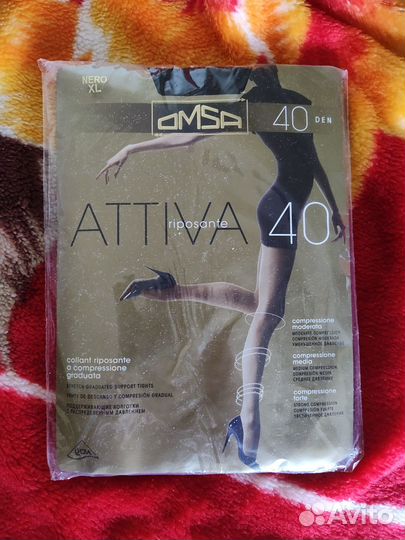 Колготки Omsa Attiva 40 Collant 091 Nero черный XL