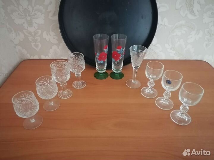 Рюмки, фужеры, бокалы хрустальные