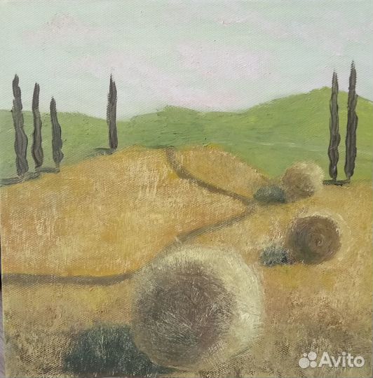 Тюки сена после сенокоса в Тоскане 20*20