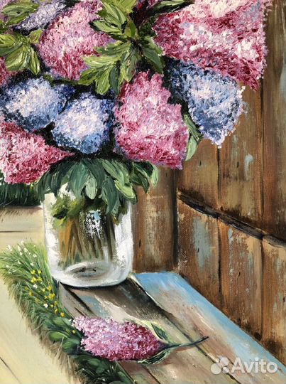 Картина маслом «Весна в деревне»