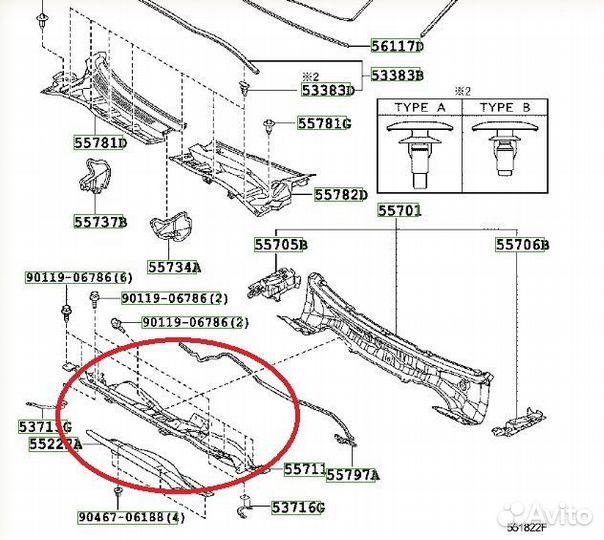 Водосток Toyota Corolla E150