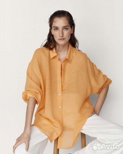 Рубашка свободного кроя изо льна Massimo dutti L