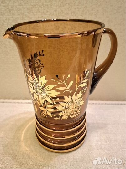 Кувшин и шесть стаканов Богемия. Чехословакия