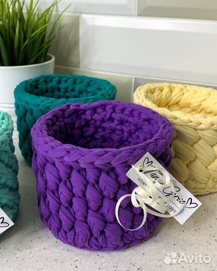 Корзинки из трикотажной пряжи