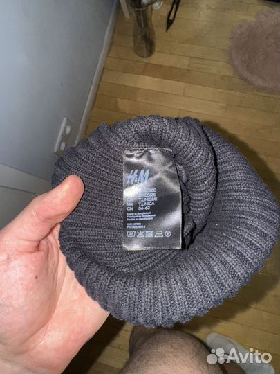 Шапка HM бини черная в рубчик