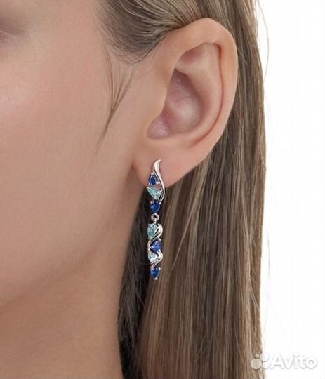 Серебряные серьги, кулон с фианитами Kari с биркой