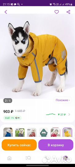 Дождевик для собак