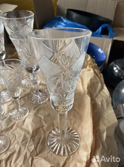 Хрустальные бокалы фужеры рюмки.4 видов