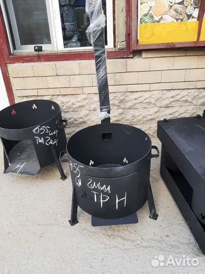 Печь на дровах для 50л чугунного казана