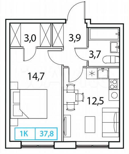 1-к. квартира, 37,8 м², 9/17 эт.