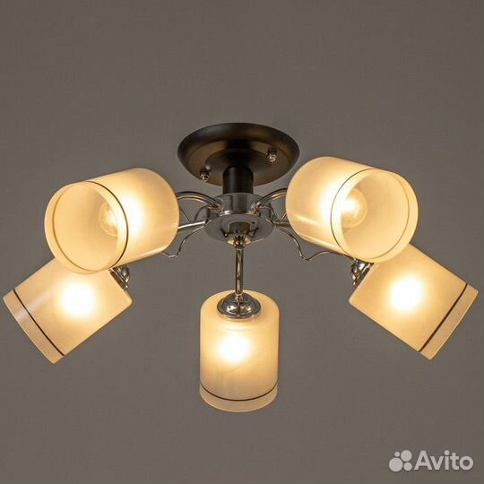 Люстра 'Новелла' 5хЕ27 40т чёрно-хромовый 58х58х27