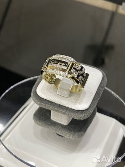 Мужская золотая печатка Cartier с бриллиантами