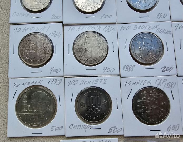Юбилейные памятные монеты Польша ГДР фрг Япония др
