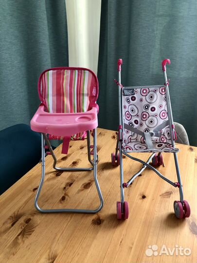 Коляска для кукол и стульчик для кормления