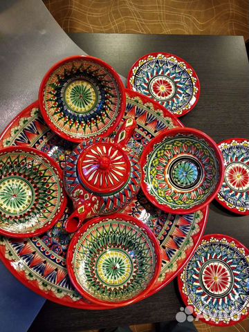 Узбекская посуда Красная