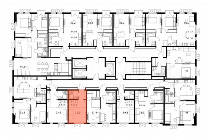 Квартира-студия, 19,9 м², 3/25 эт.
