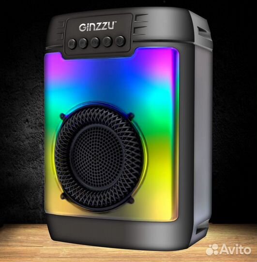 Новая блутуз-колонка Ginzzu со светомузыкой,USB SD