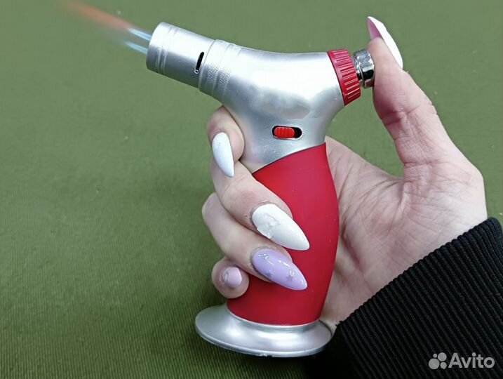 Турбо зажигалка Красно-серебристая