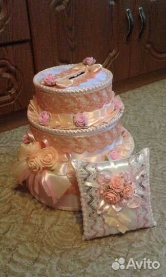 Свадебный торт для денег+подушка для колец