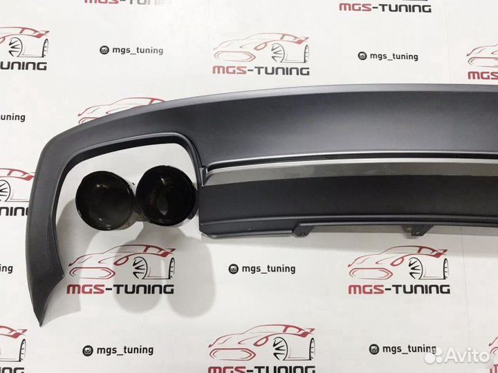 Диффузор + Black Akrapovic Audi A4 B8 под S-Line