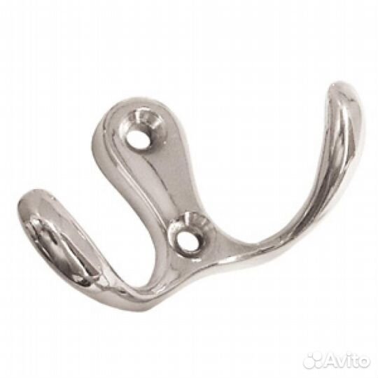 Крючок мебельный двухрожковый (серебро)
