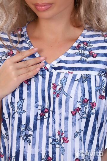 Оптом. Сорочка - синяя полоса №Н-59045
