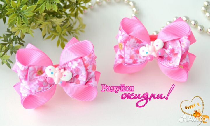 Яркие бантики для дочек, резинки для волос