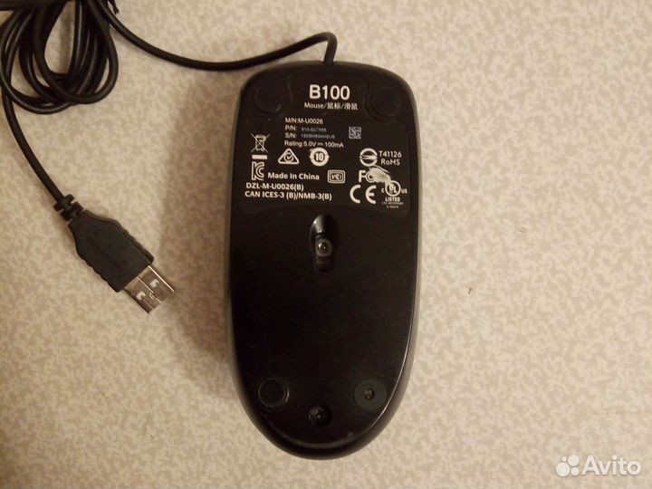 Мышь проводная Logitech B100 черная
